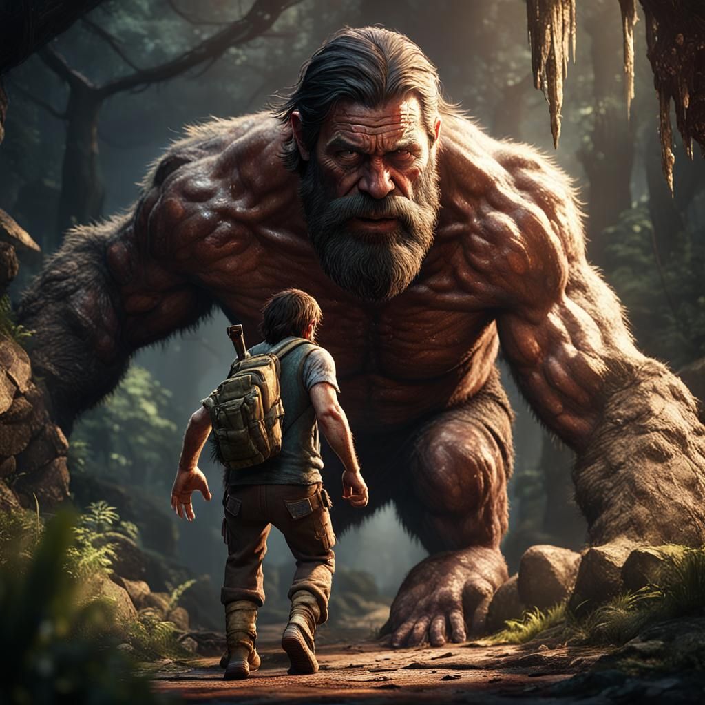 Caveman in Post-Apocalyptic 3D Game Style