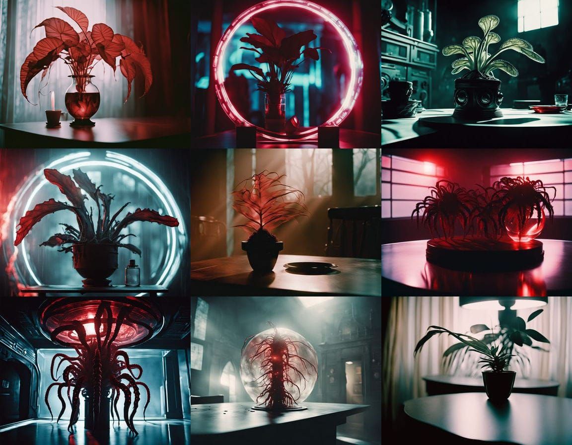A round ominous see Thu big translucent futute scary plant o...