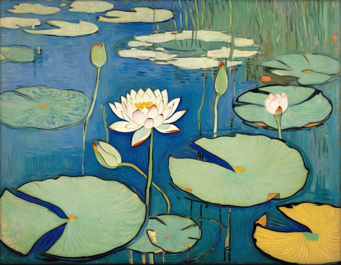 Lotus Blossom in Serene Pond Waters