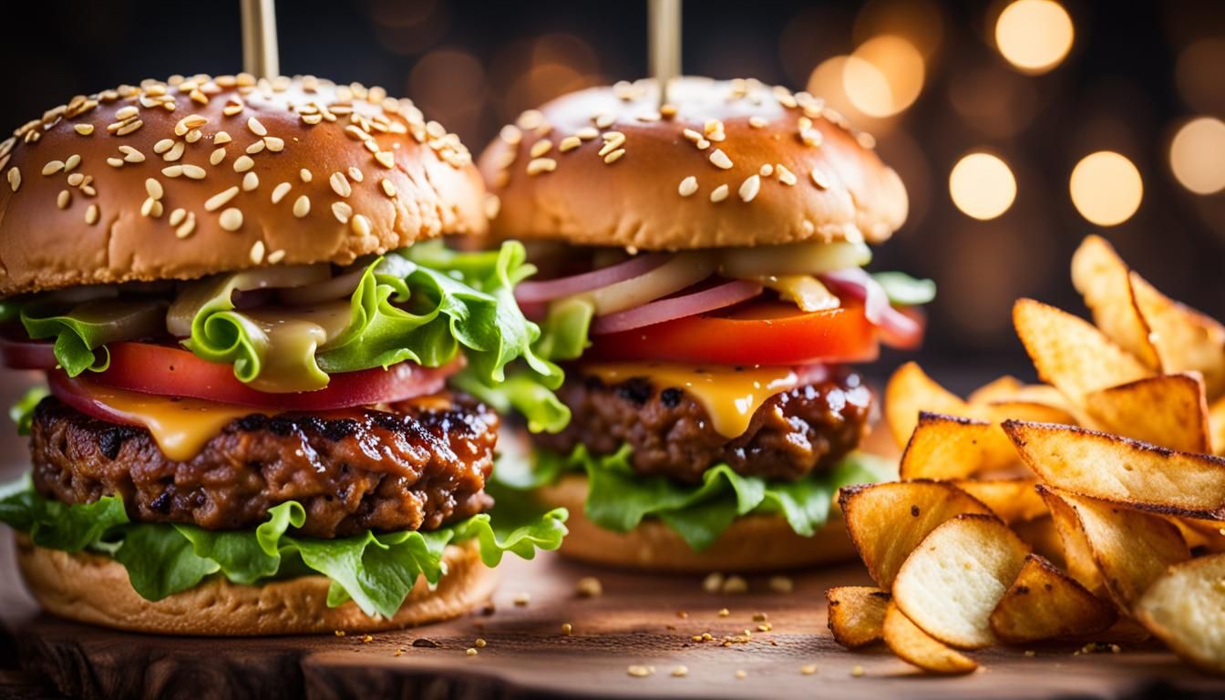Grilled Burgers and Potato Chips: Professional Photo