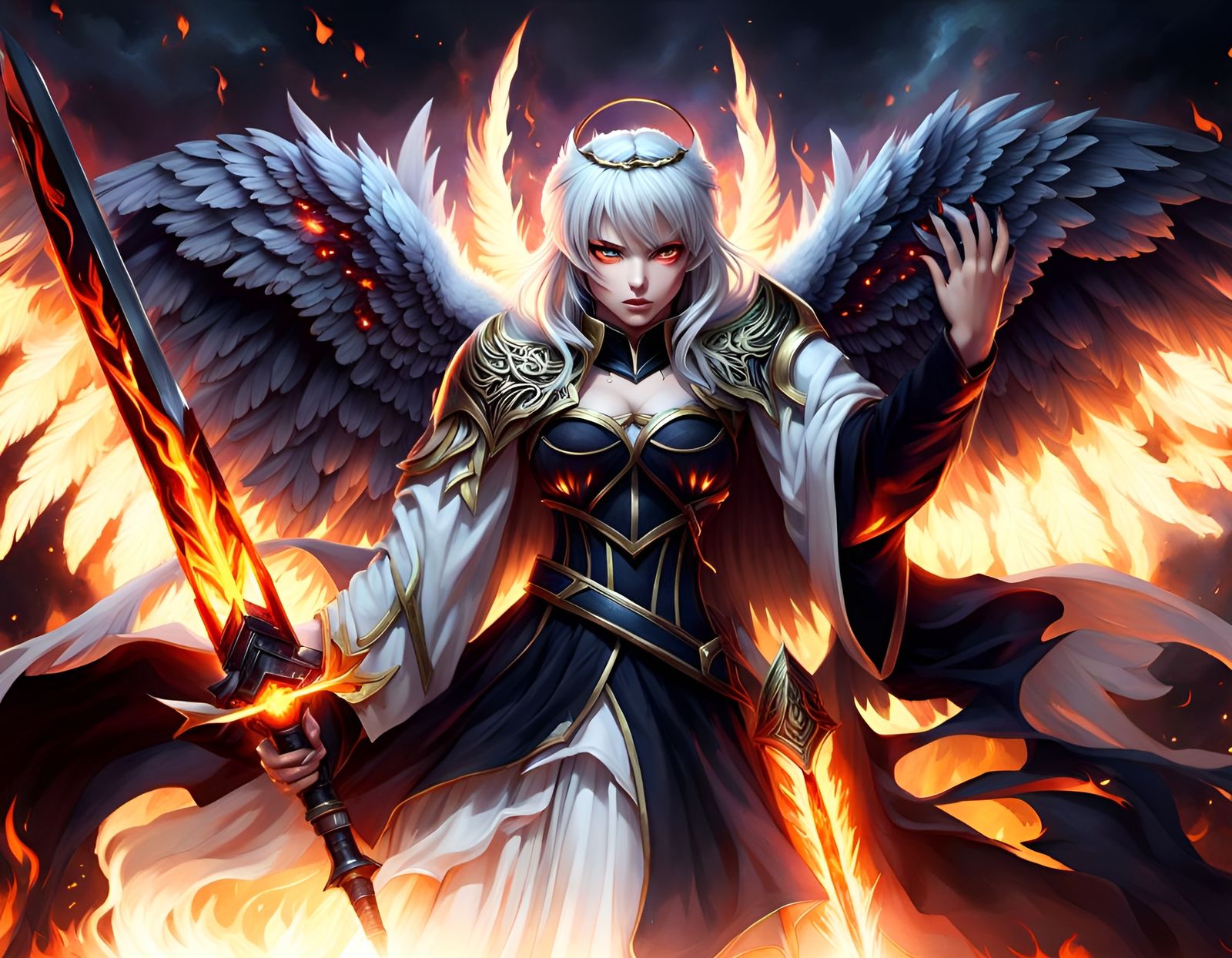 Scary Angel Monster Girl in Dark Fantasy Style