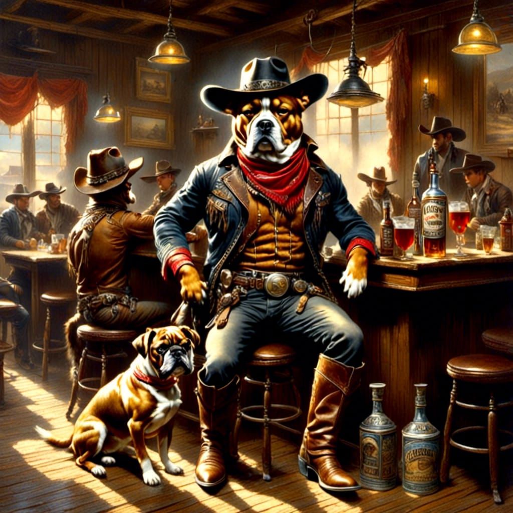 Spaghetti Western Saloon Dog and his sidekick lil Bob
