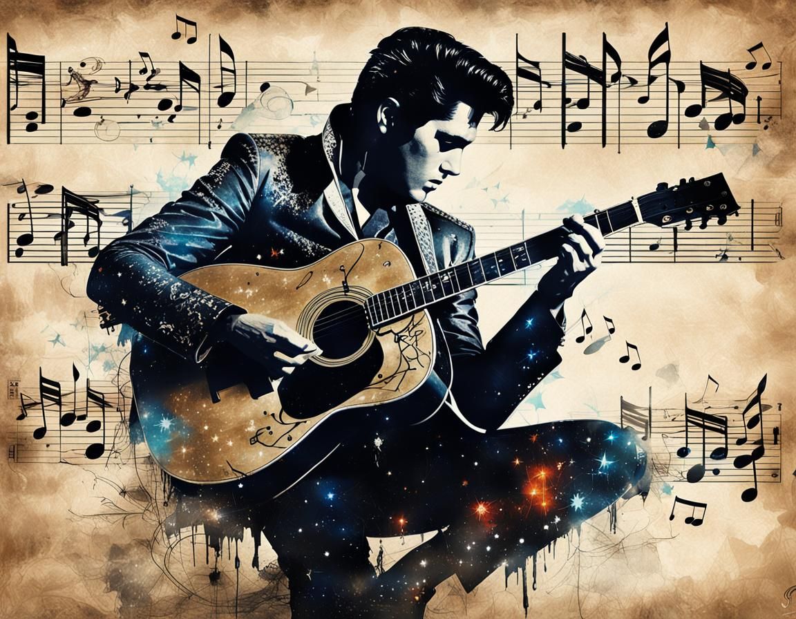 Elvis Presley Radiance: Double Exposure Space Art