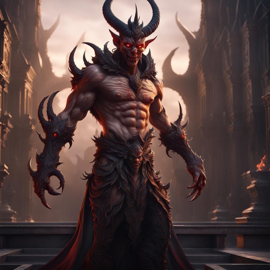 Handsome Demon in Detailed Fantasy Concept Art