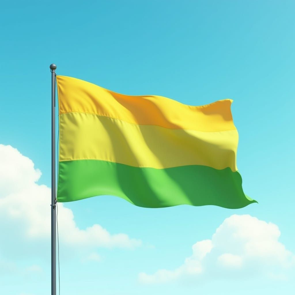 Waving Flag with Green and Yellow Bands