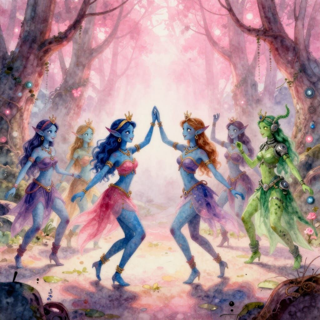 Watercolor Dance Battle: Tidal Punk vs Bio Punk Princesses