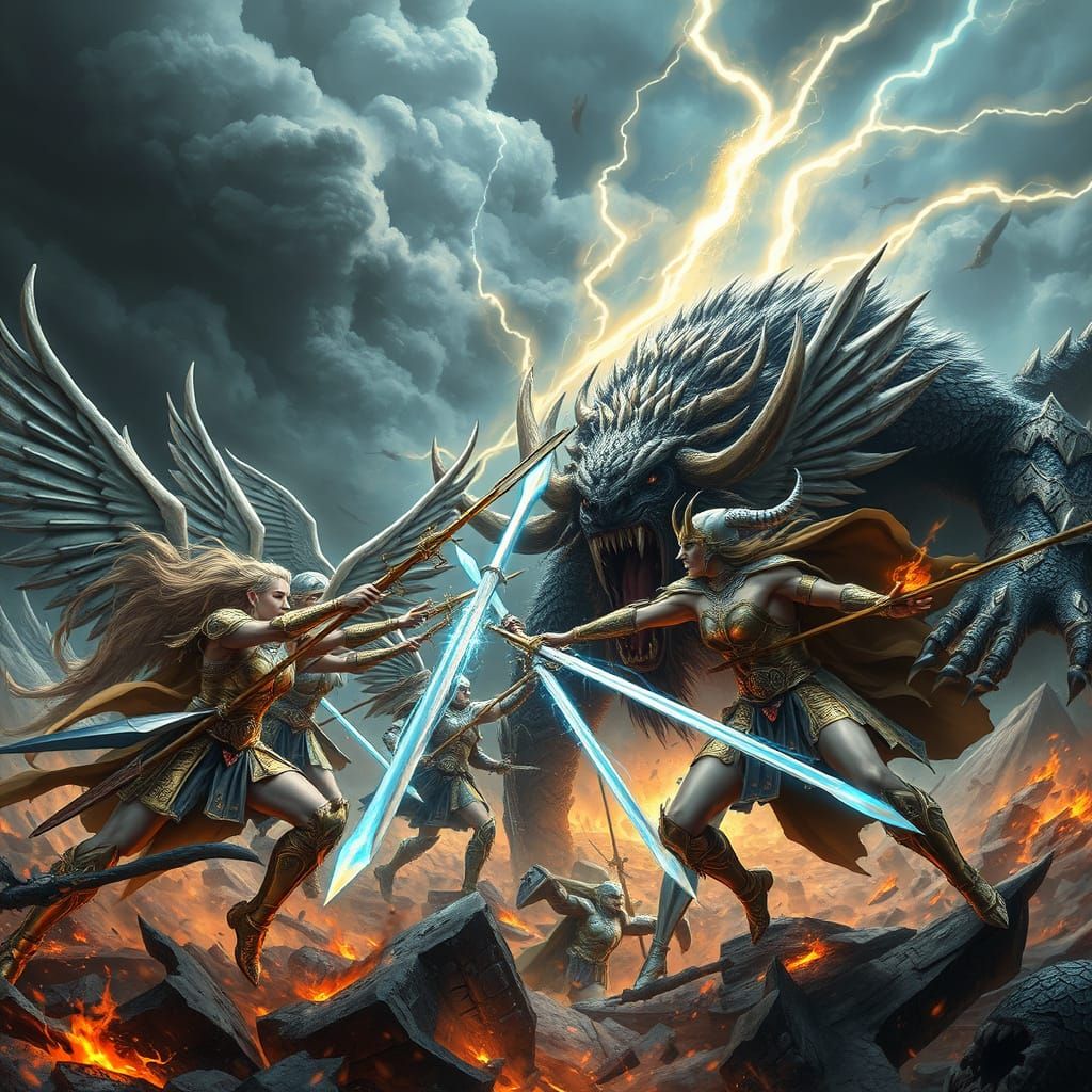 Valkyries Engage in Epic Battle Against Mythical Beast in a ...