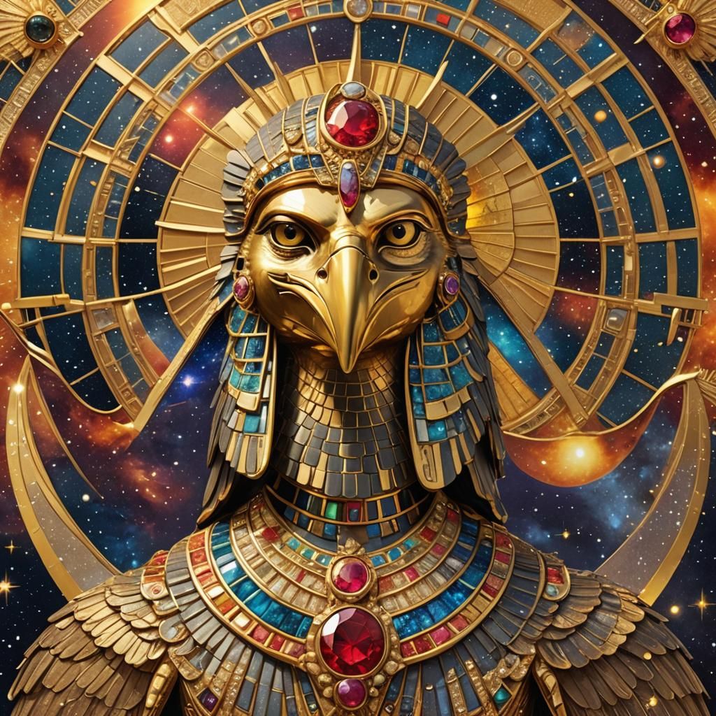 Art Nouveau Ra: Golden Eagle God in Space
