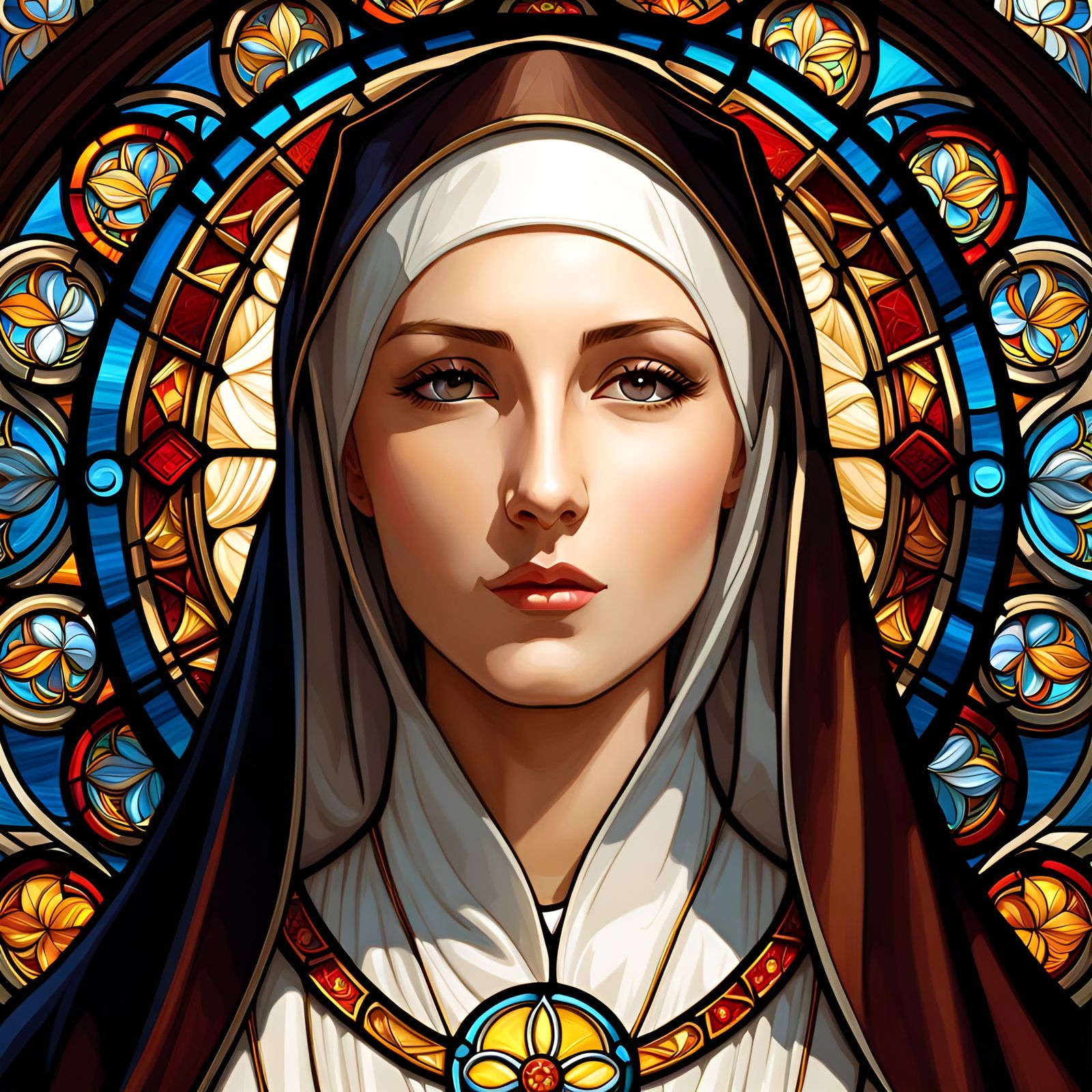 Saint Claire Stained Glass in Art Nouveau Style