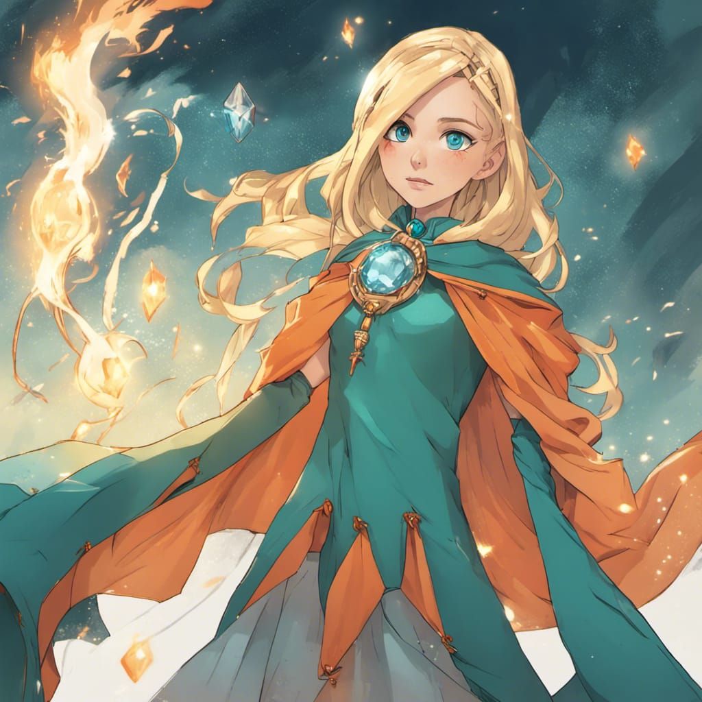 Blond Girl with Fire Powers in Teal and Orange