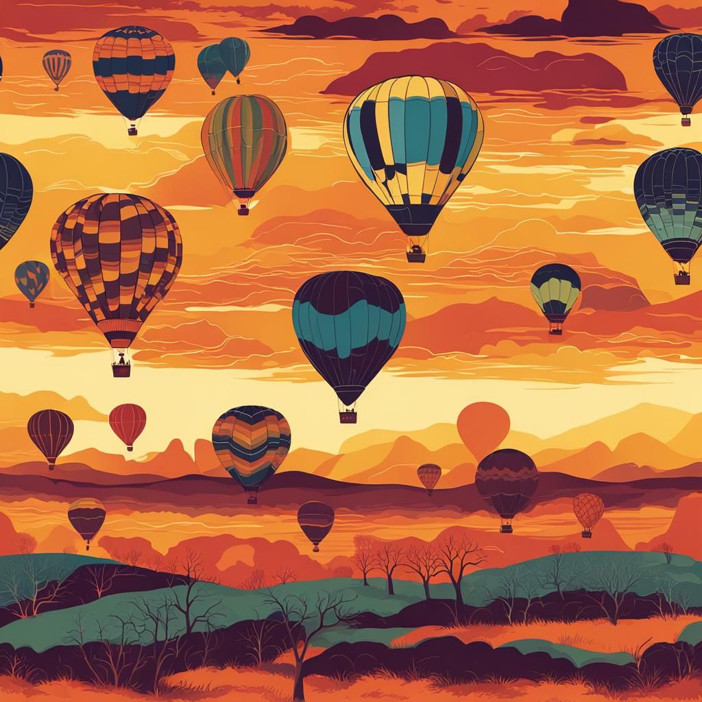 Sunrise Hot Air Balloons in Warm Colors