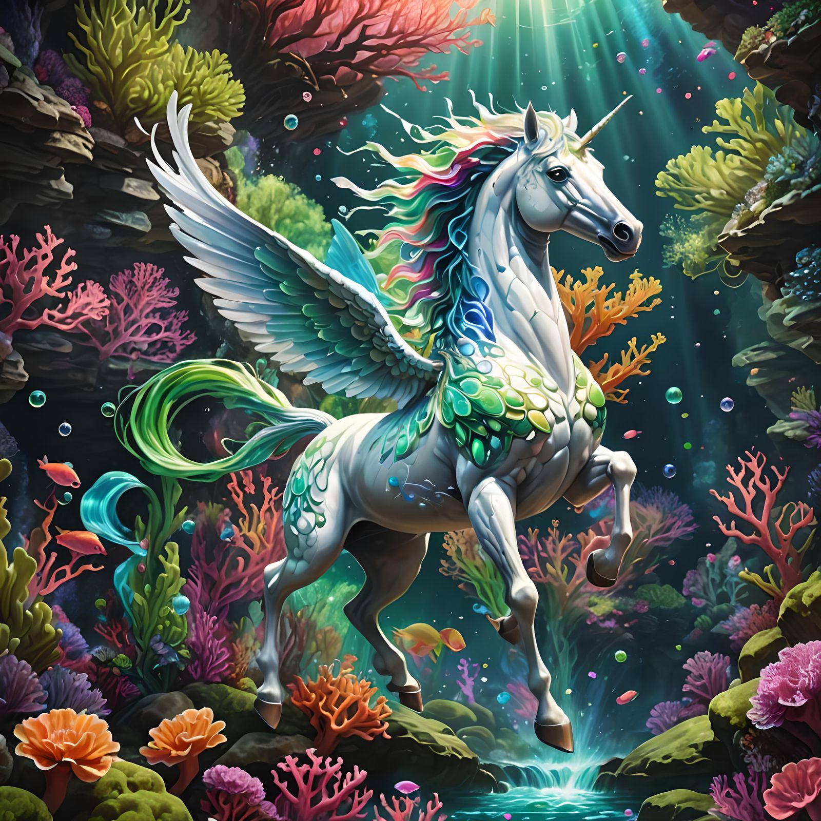 Psychedelic Pegasus-Fish Flying Through Coral Reef
