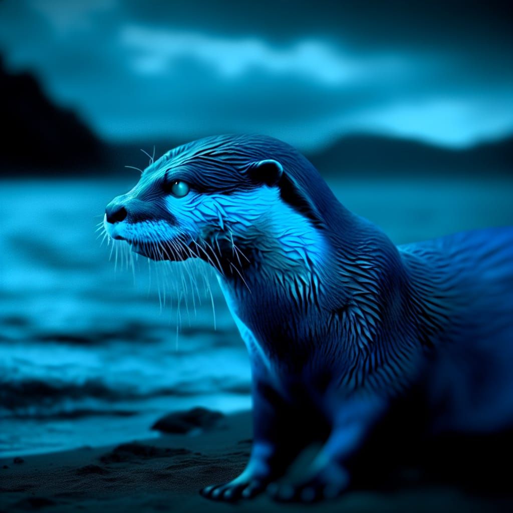 Somber Blue Otter Omen of Pestilence
