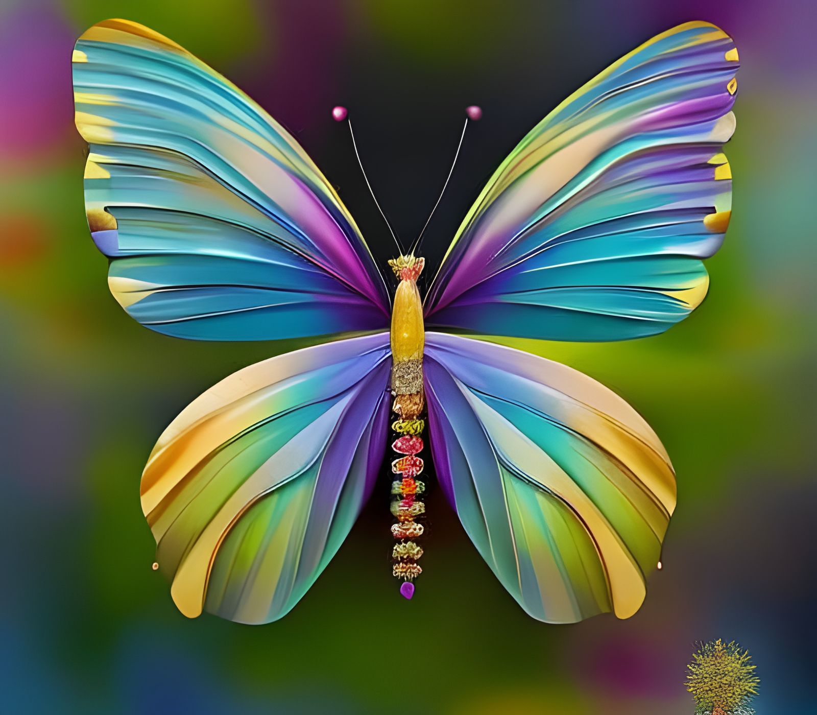 Vibrant Abstract Blue Morpho Butterfly Painting