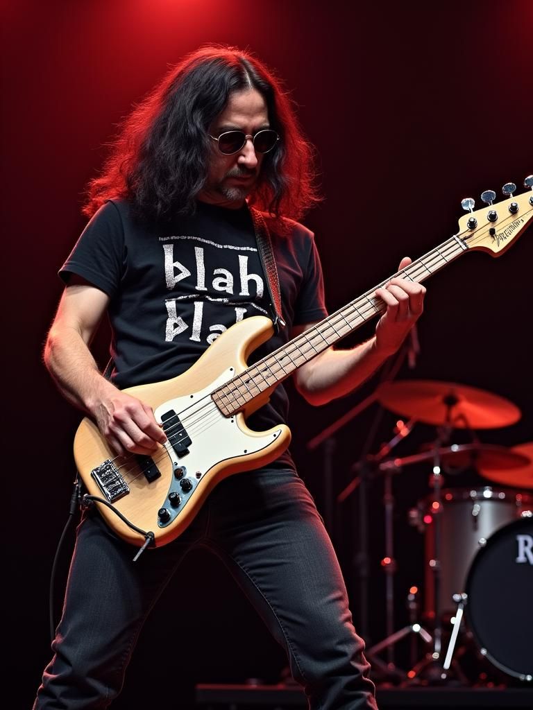 Musician Playing Bass Guitar on Stage