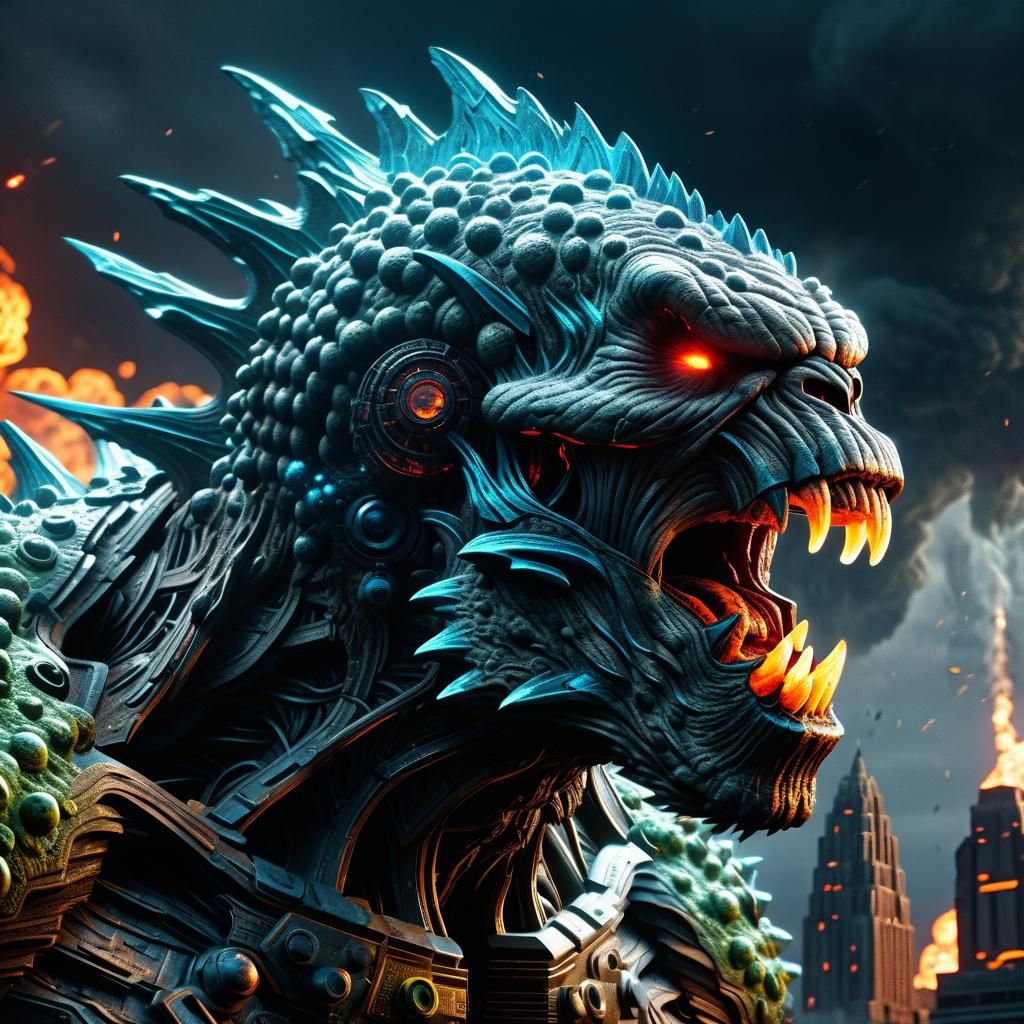 Godzilla's Atomic Breath: A Sinister Digital Painting