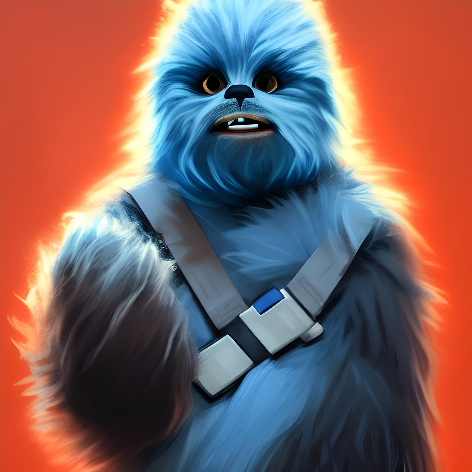 Adorable Baby Chewbacca Portrait in Hyperdetailed Style