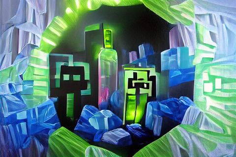 Pixelated Voxel Landscape in Minecraft Style