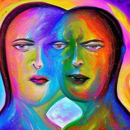 Android and Biological Forms Merge in Neo-Impressionist Gala...