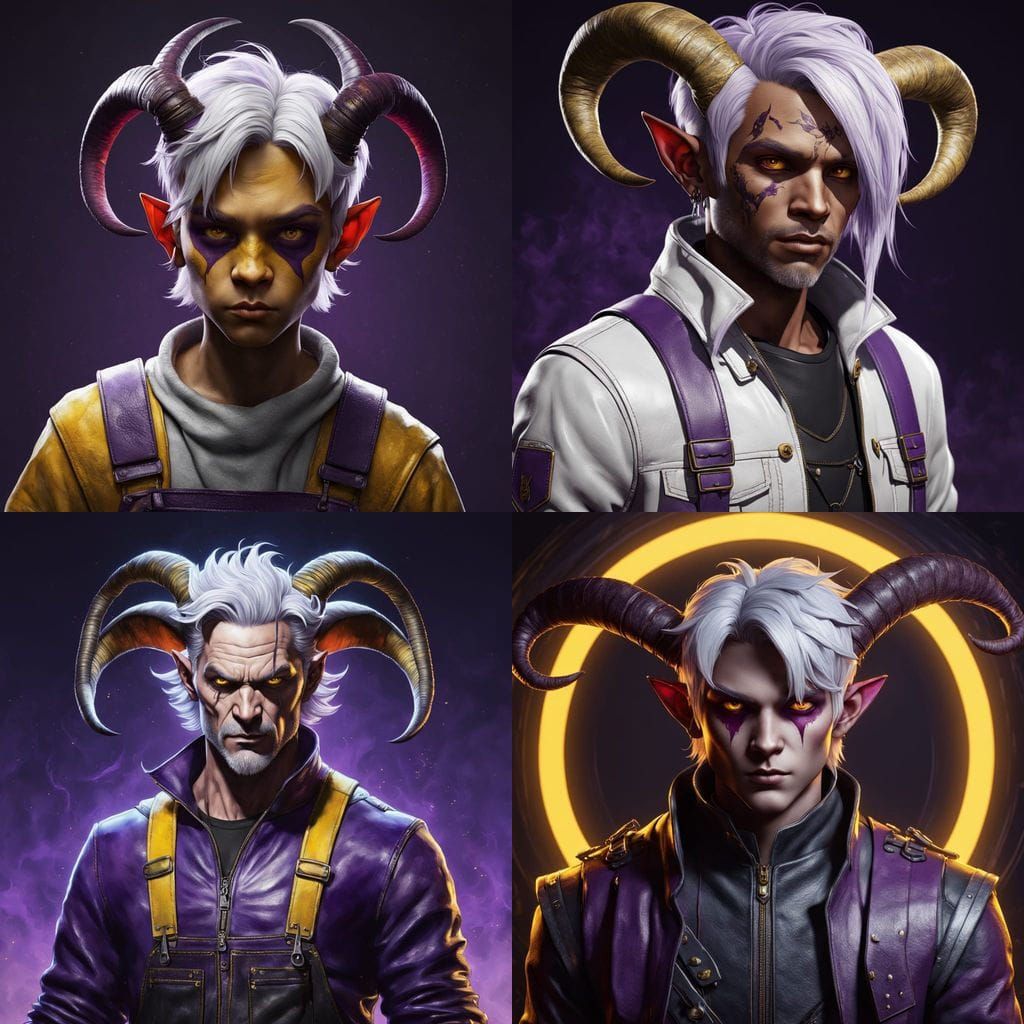 Dark Fantasy Child with Goat Horns and Demon Tail