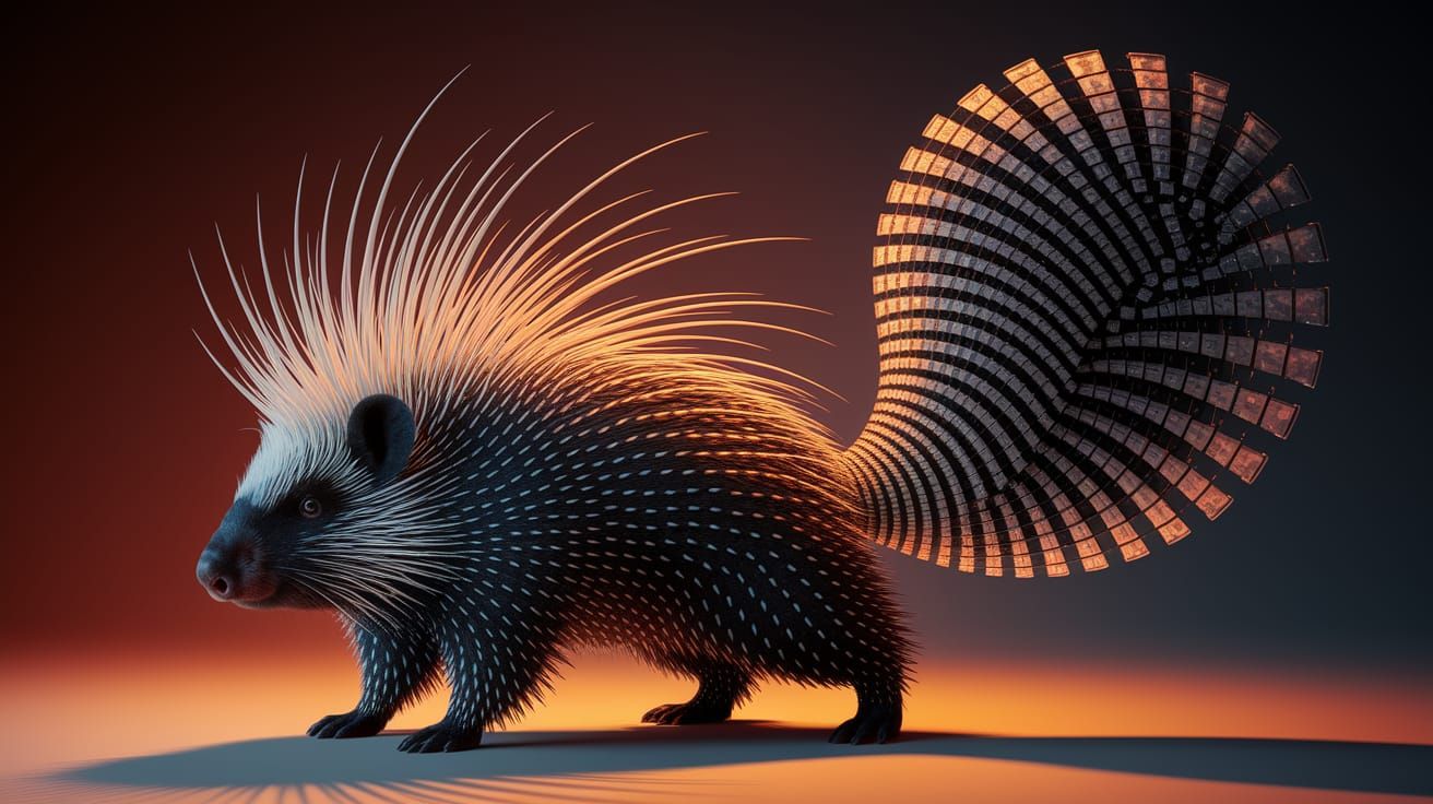 Op Art Porcupine with Glass Textile Quills