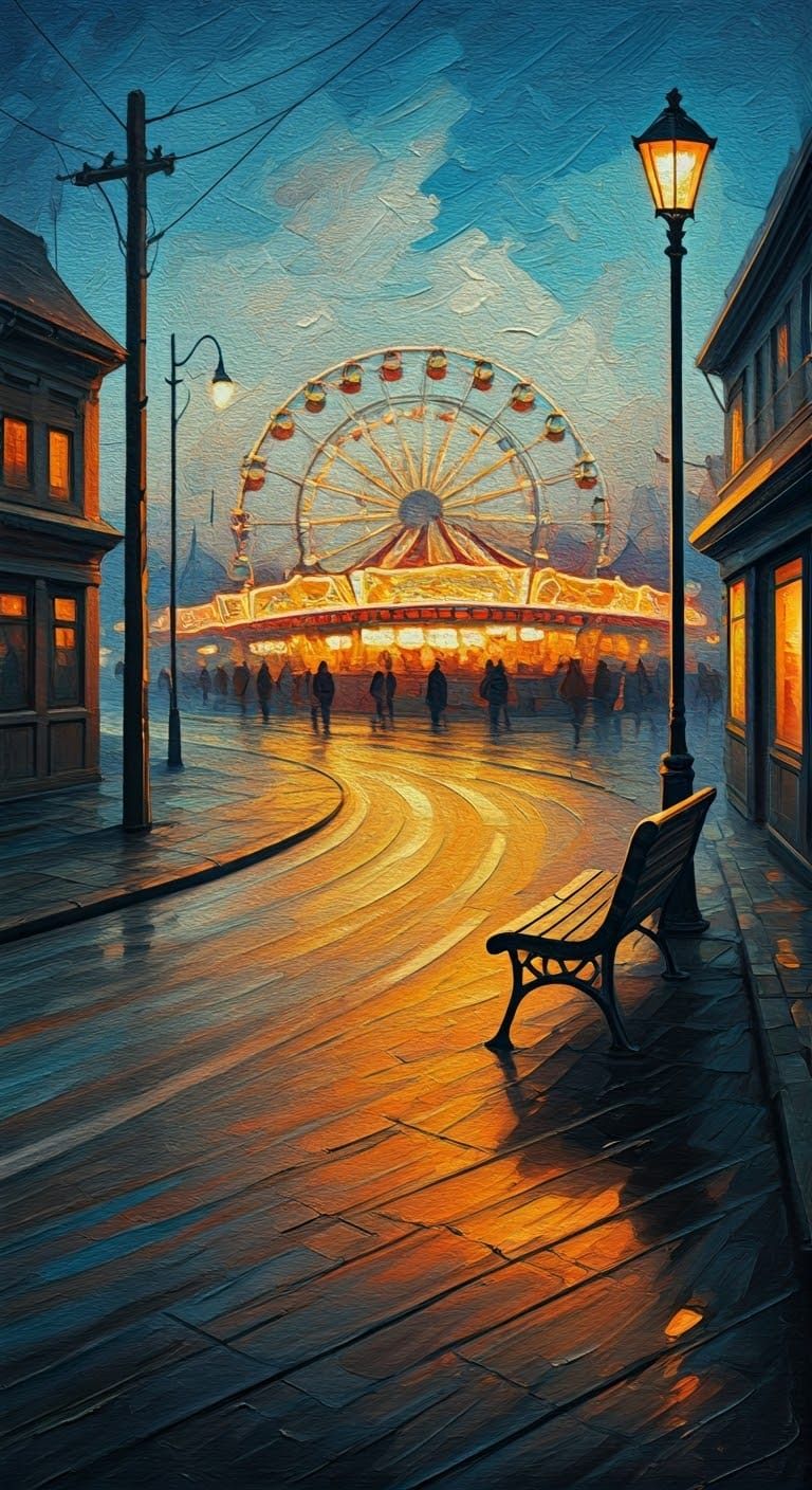 Vibrant Carnival Meets Quiet Contemplation in Neo-Impression...