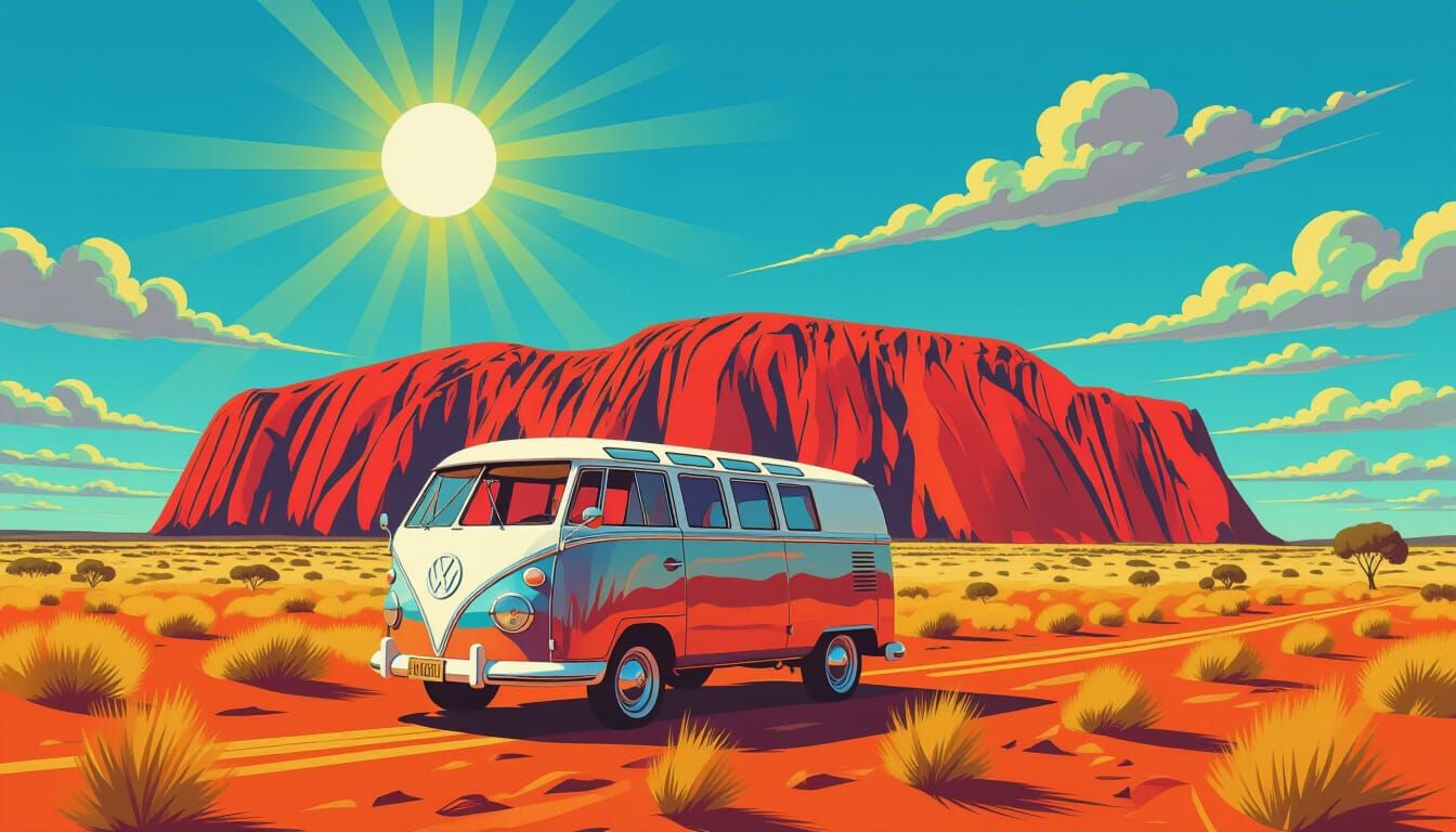 Ayers Rock on Panel Van, Airbrush Art