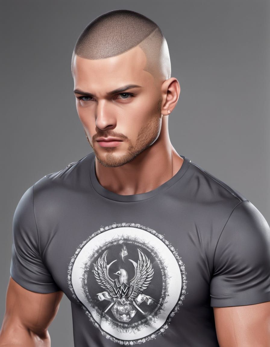Handsome Man in Hyper Realistic WWE T-Shirt