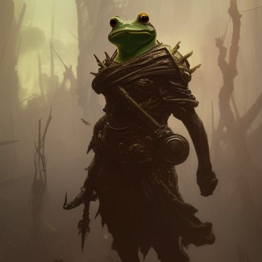 Frog Warrior in Dark Fantasy Style