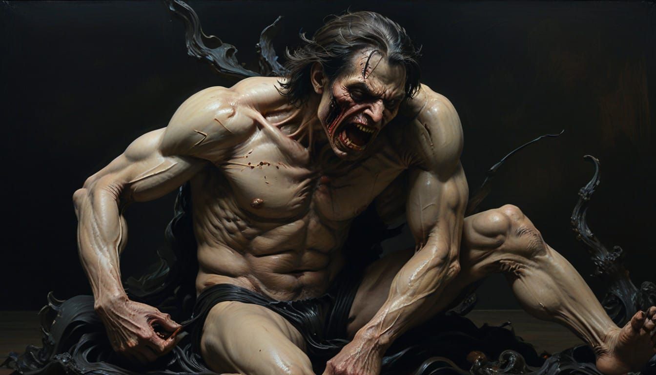 Towering Figure Devours Lifeless Body in Dark, Haunting Roma...