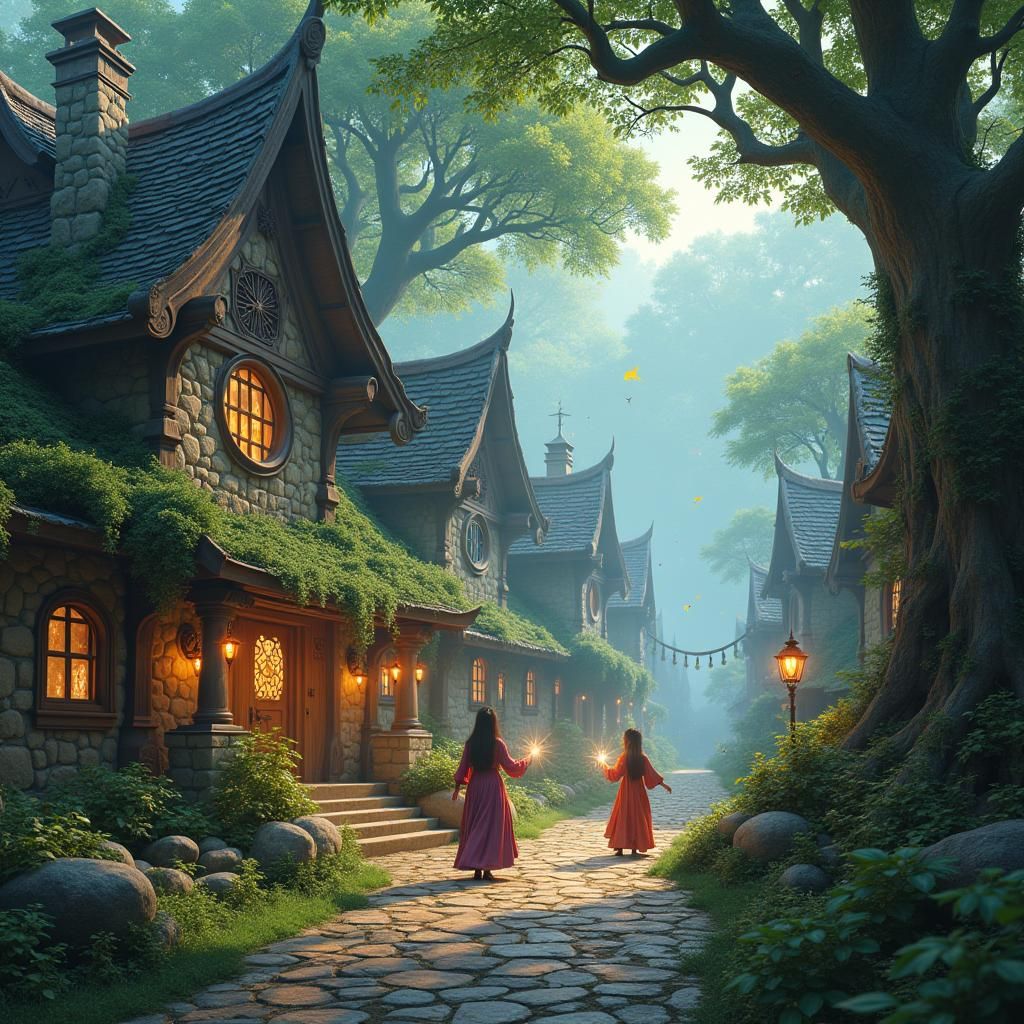 Magical Village on Mystical Forest Edge