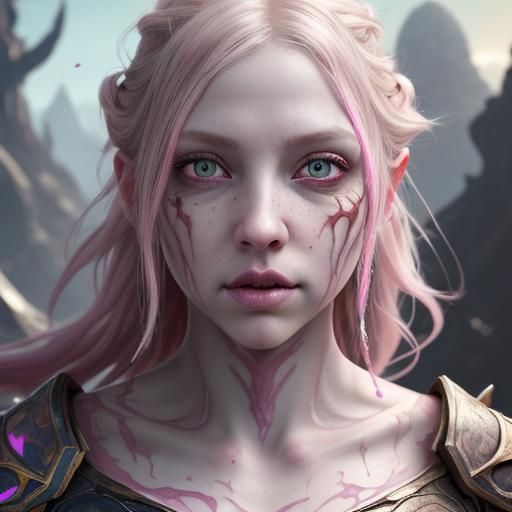Fantasy Art: Pink-Eyed Half-Orc Giantess