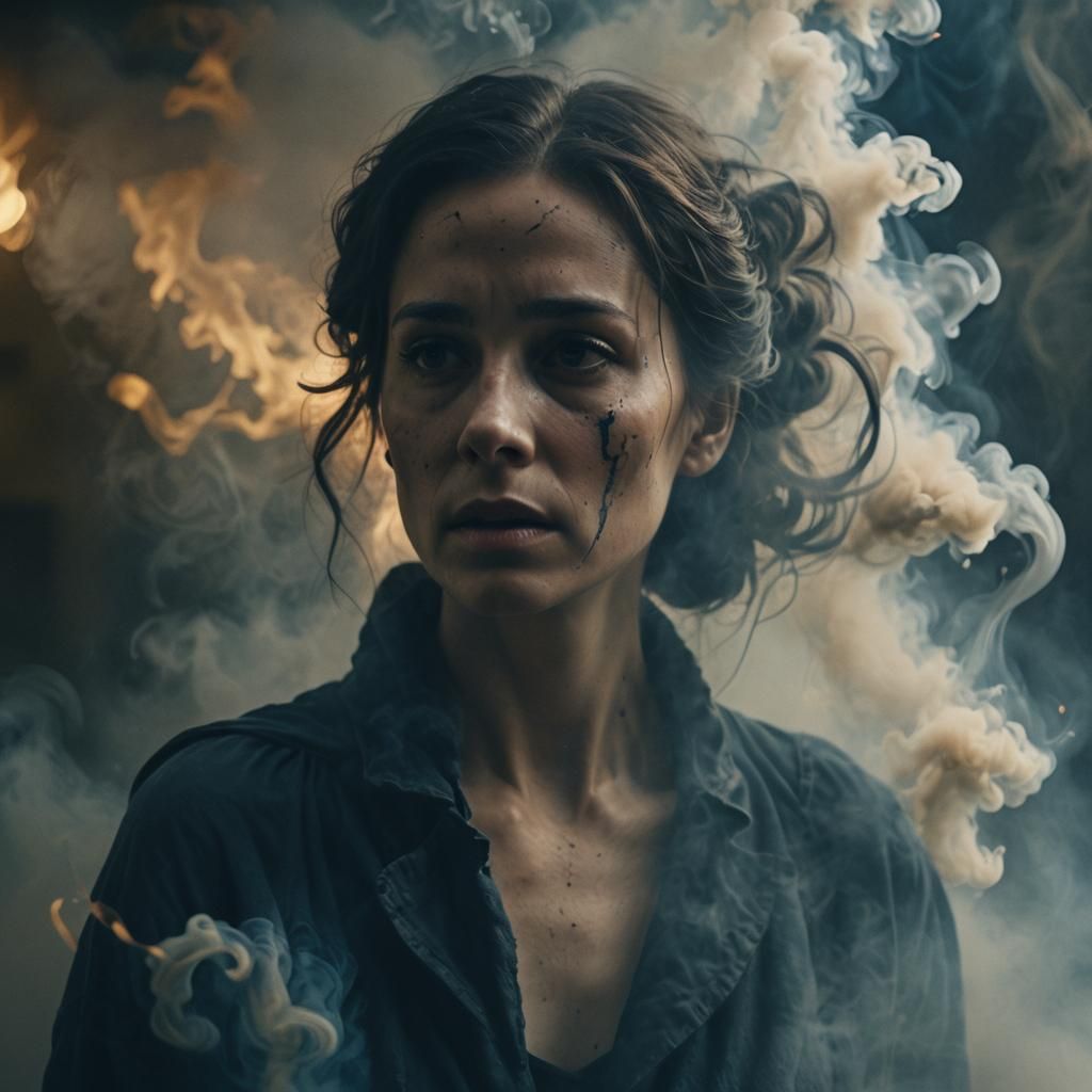 Mysterious Figure Shrouded in Smoke, Cinematic Film Still