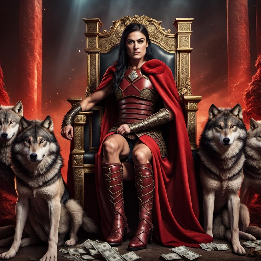 Sonya Deville as Roman Gladiator on Throne