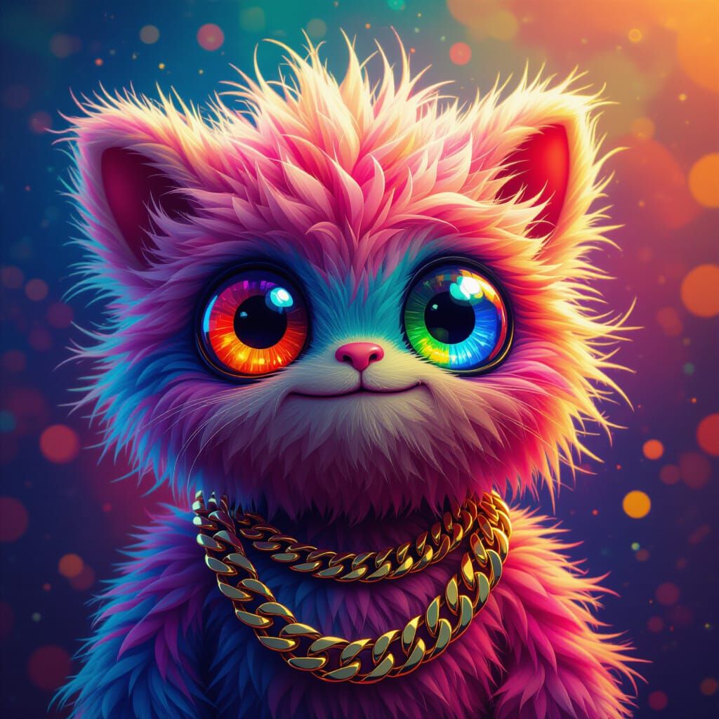Colorful Fluffy Monster Portrait in Fantasy Art Style