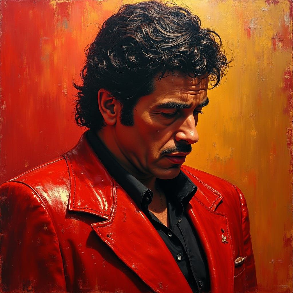 Ethereal King Soaked in Golden Reds and Neon Chaos