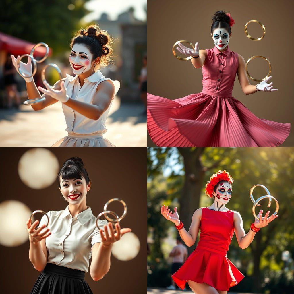 Ethereal Mime Dancer in Whimsical Attire