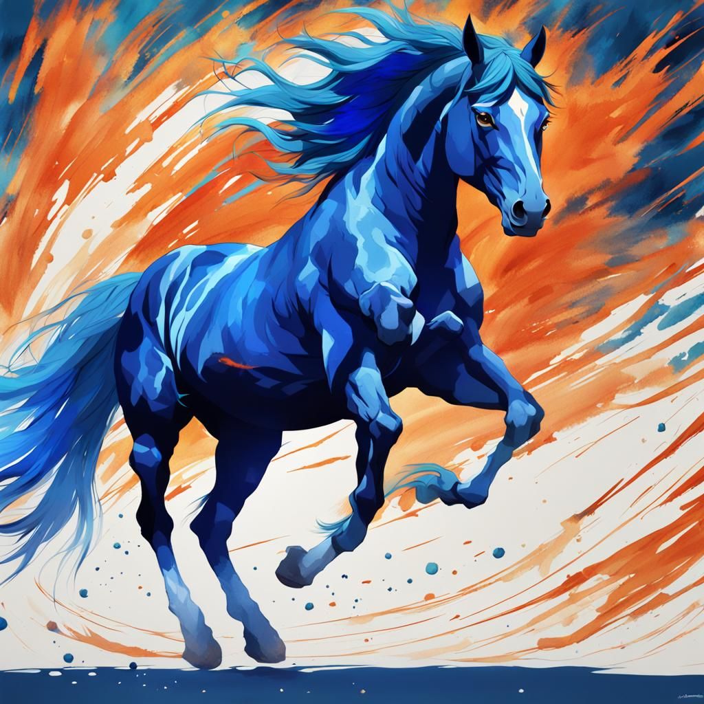 Dynamic Rearing Horse in Anime Style