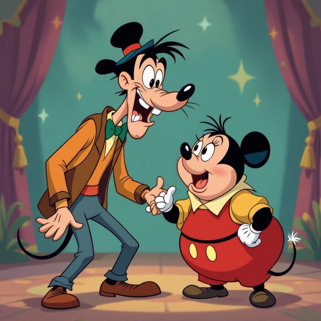 Two Foolish Characters in Classic Disney Style