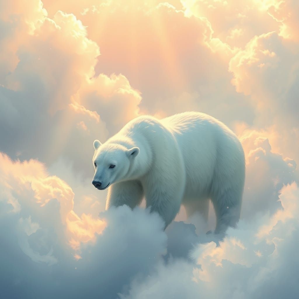 Divine Ice Bear Basks in Heavenly Sunshine