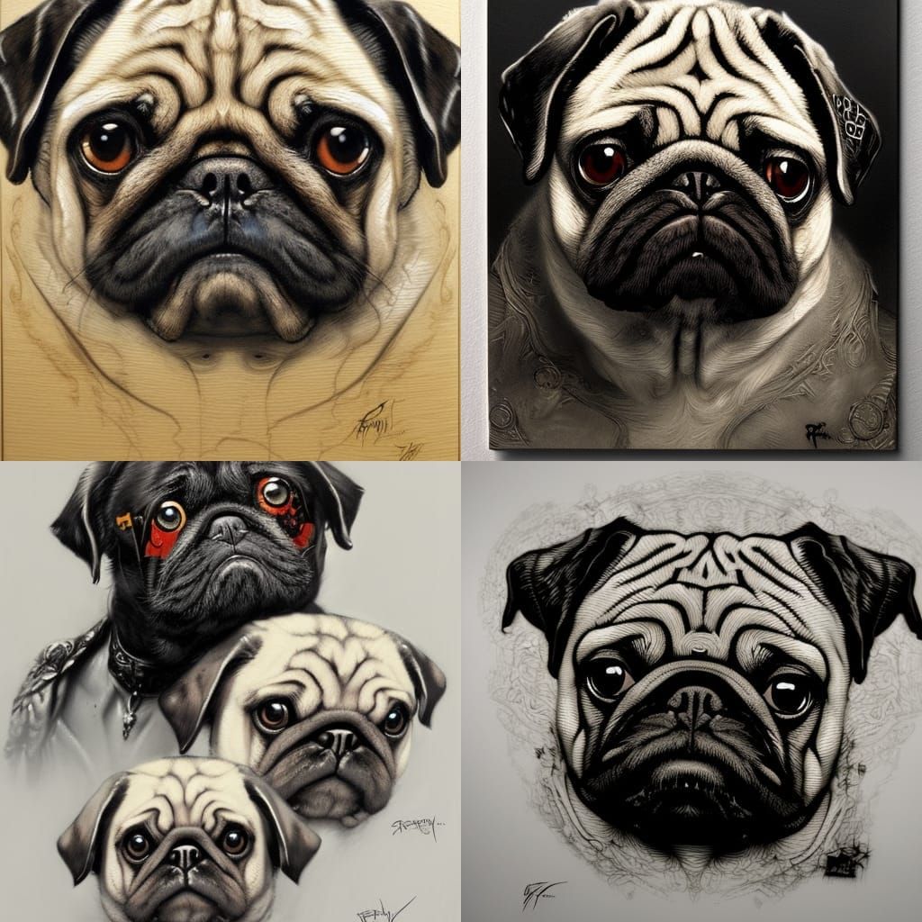 Intricate Psycho Pug Inspired by Swanland and Royo