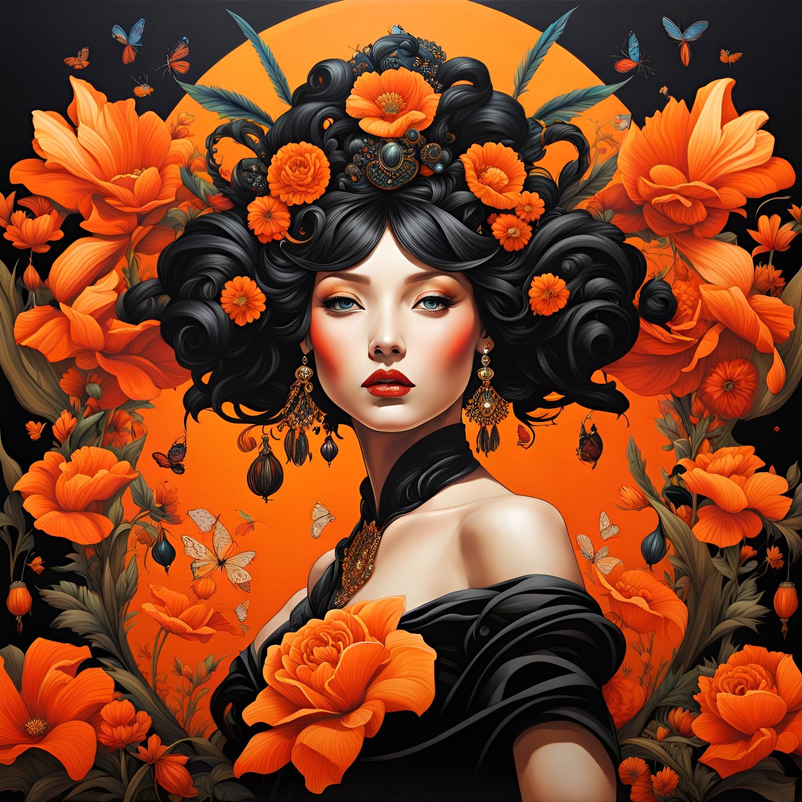 Goddess in Orange and Black: Graffiti Art