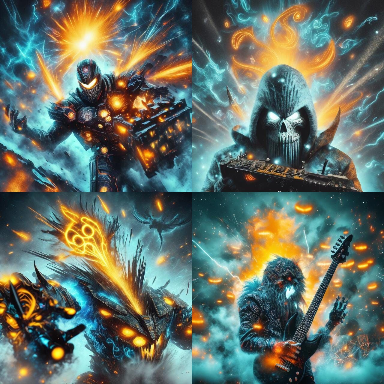 Punk Rock Yetis Perform in Snowstorm: Comic Book Art