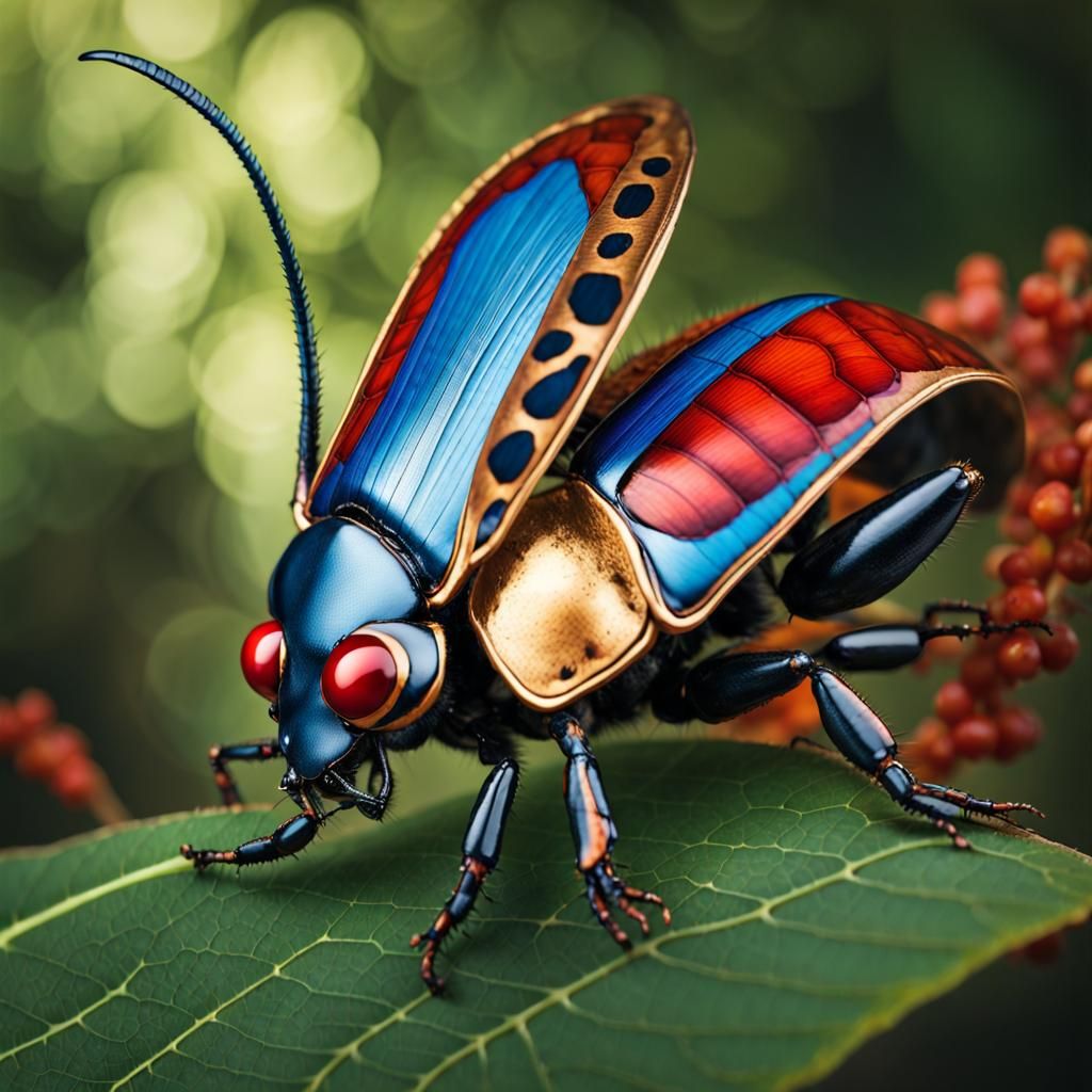 Spectacular Armored Beetle Eating a Leaf in 8k