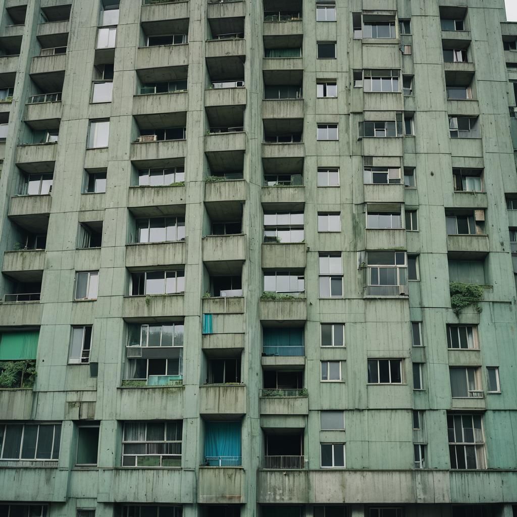 Abandoned Brutalist Building in Muted Colors
