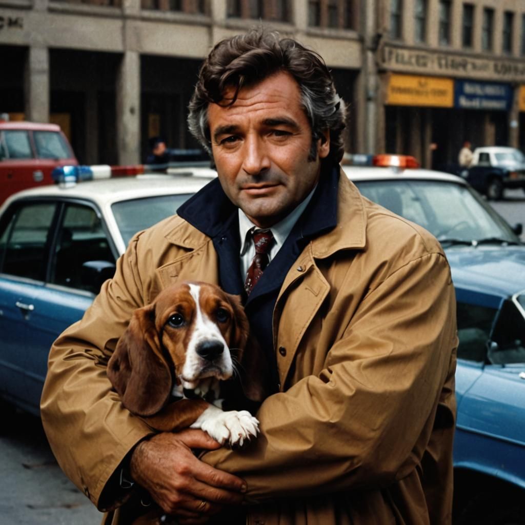 Columbo Cradling His Basset Hound