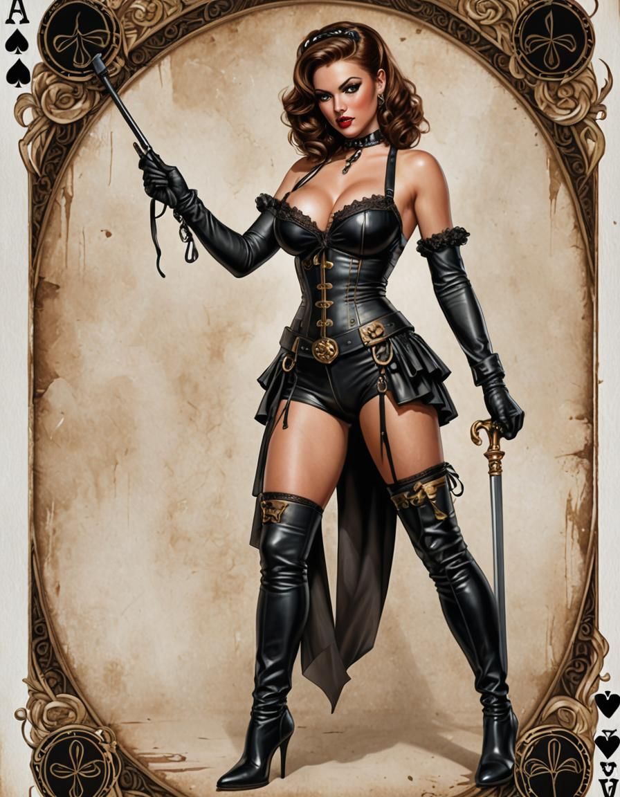 Ace of Spades Pinup Girl Playing Card Art
