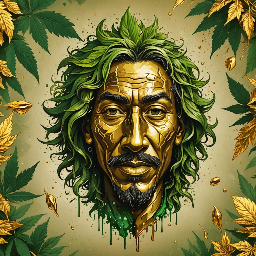 Ganja Gold App Logo in Splash Art Style