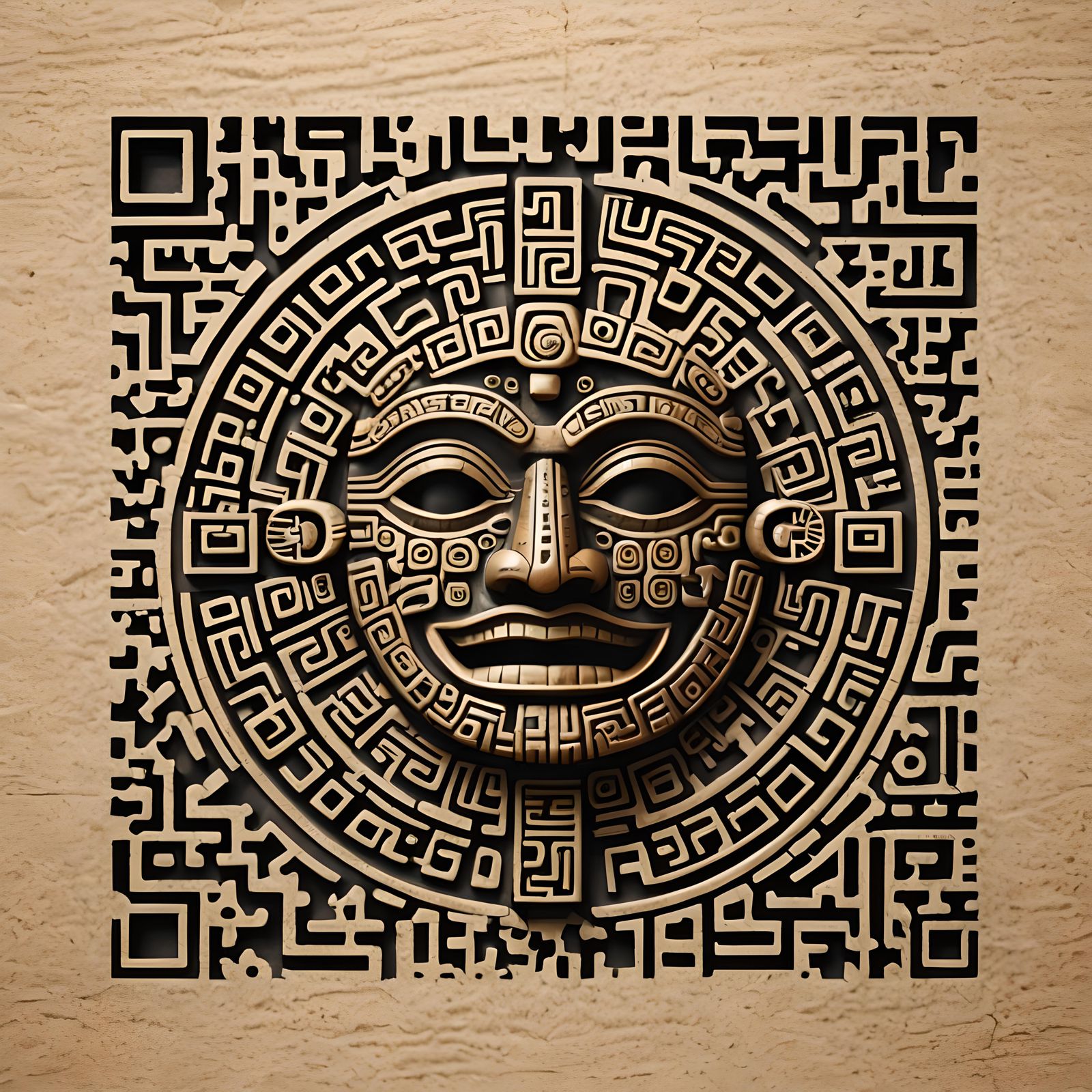 Aztec Glyph QR Code Stamp in 3D