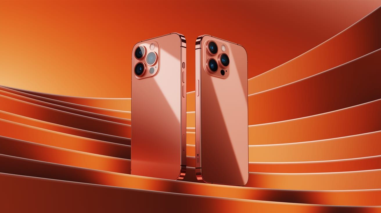 Copper Smartphone Against Abstract Orange Curves